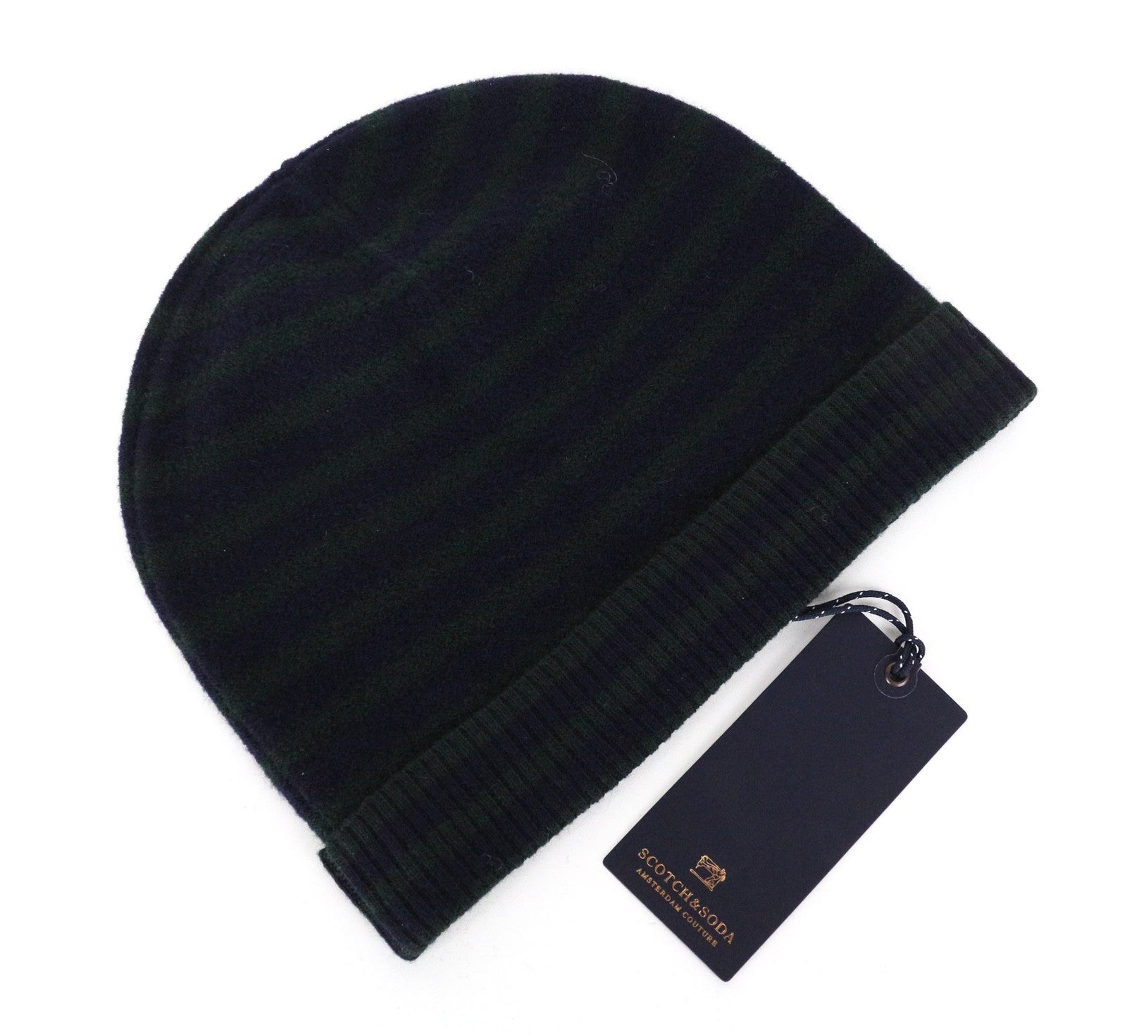 SCOTCH & SODA Men Hat OS Purple Blue Striped Pattern Pure Wool Beanie 2 Pack