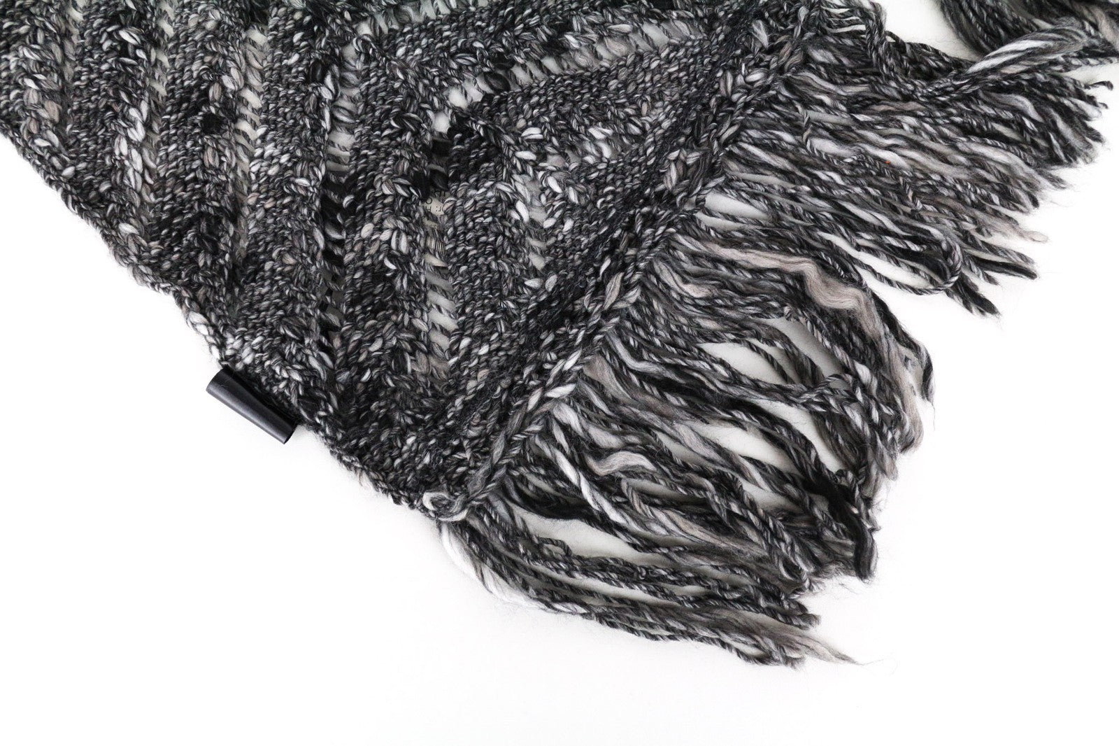 MAISON SCOTCH Women Scarf OS Grey Melange Knitted Warm Winter Tassels