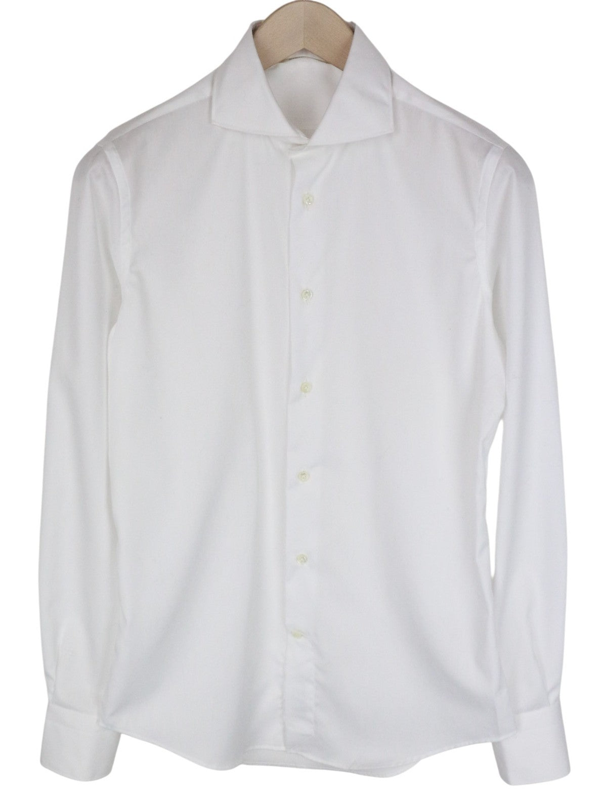 SUITSUPPLY Men Shirt XS Extra Slim White Pure Cotton Cutaway Long Sleeve