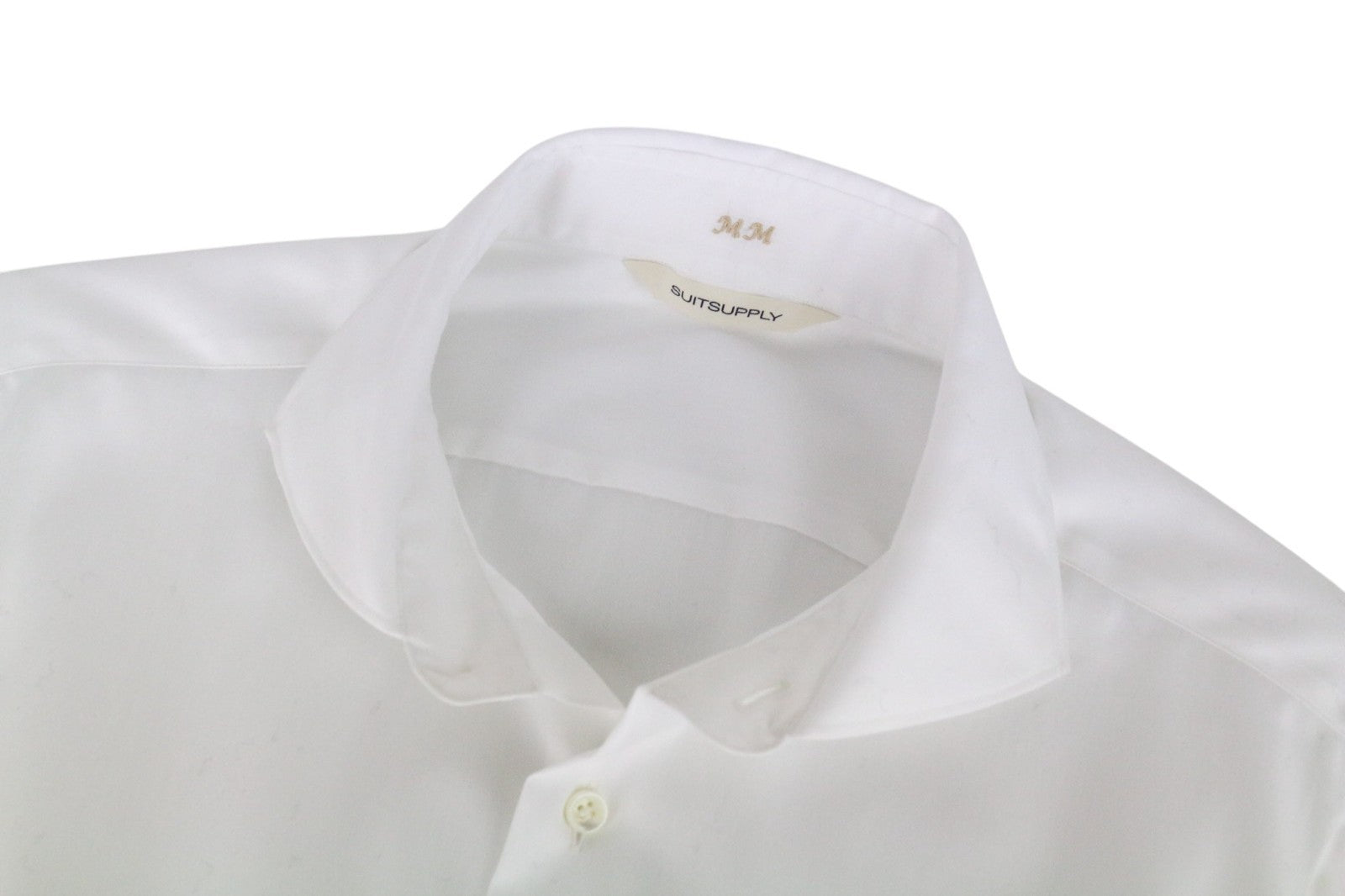 SUITSUPPLY Men Shirt XS Extra Slim White Pure Cotton Cutaway Long Sleeve
