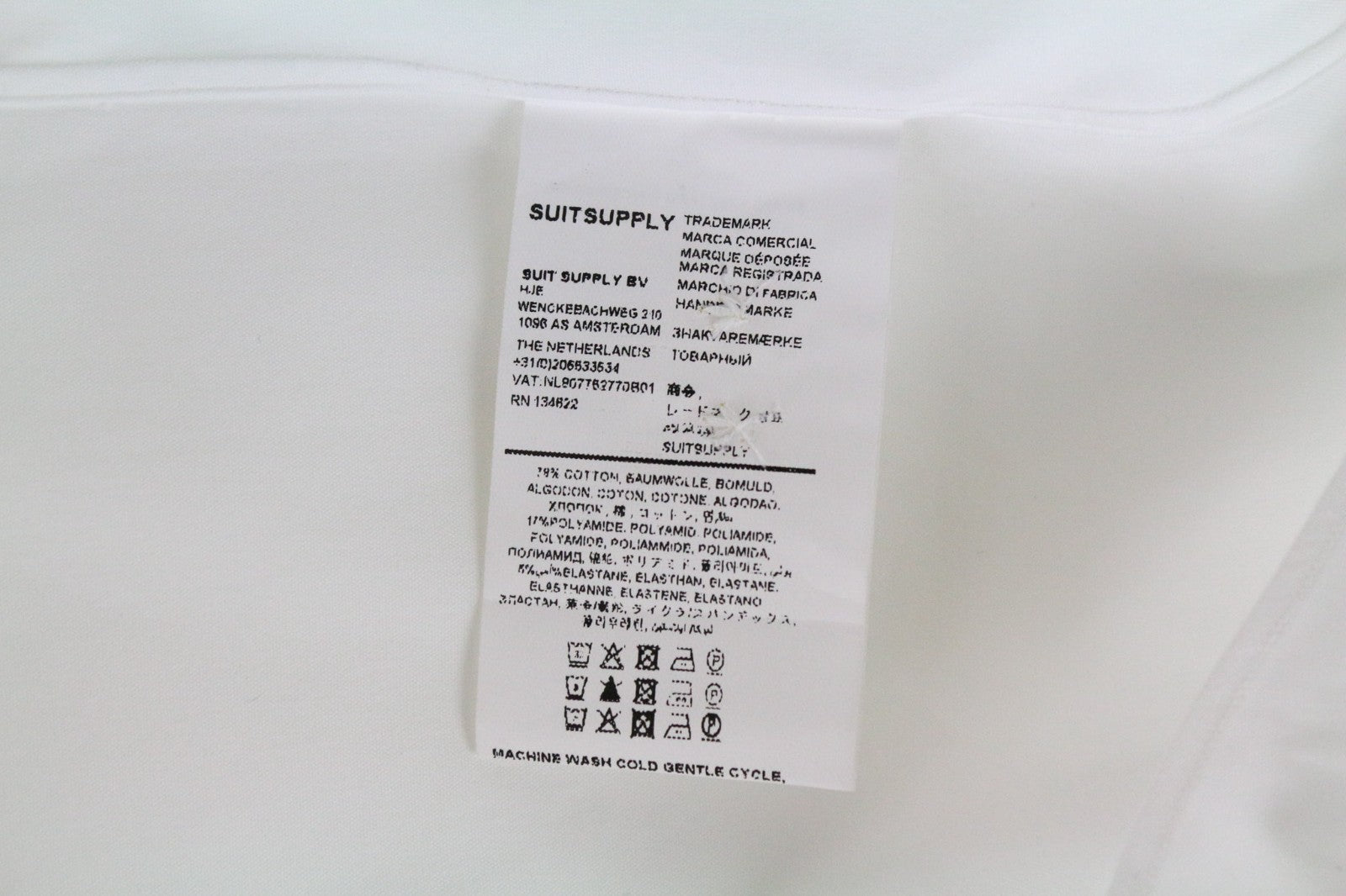 SUITSUPPLY Men Shirt 2XL Slim Cotton Blend Stretch White Long Sleeved