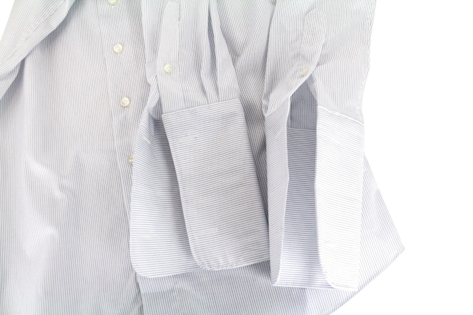 SUITSUPPLY Traveller Men Shirt 39 Extra Slim White Pure Cotton Striped Pattern