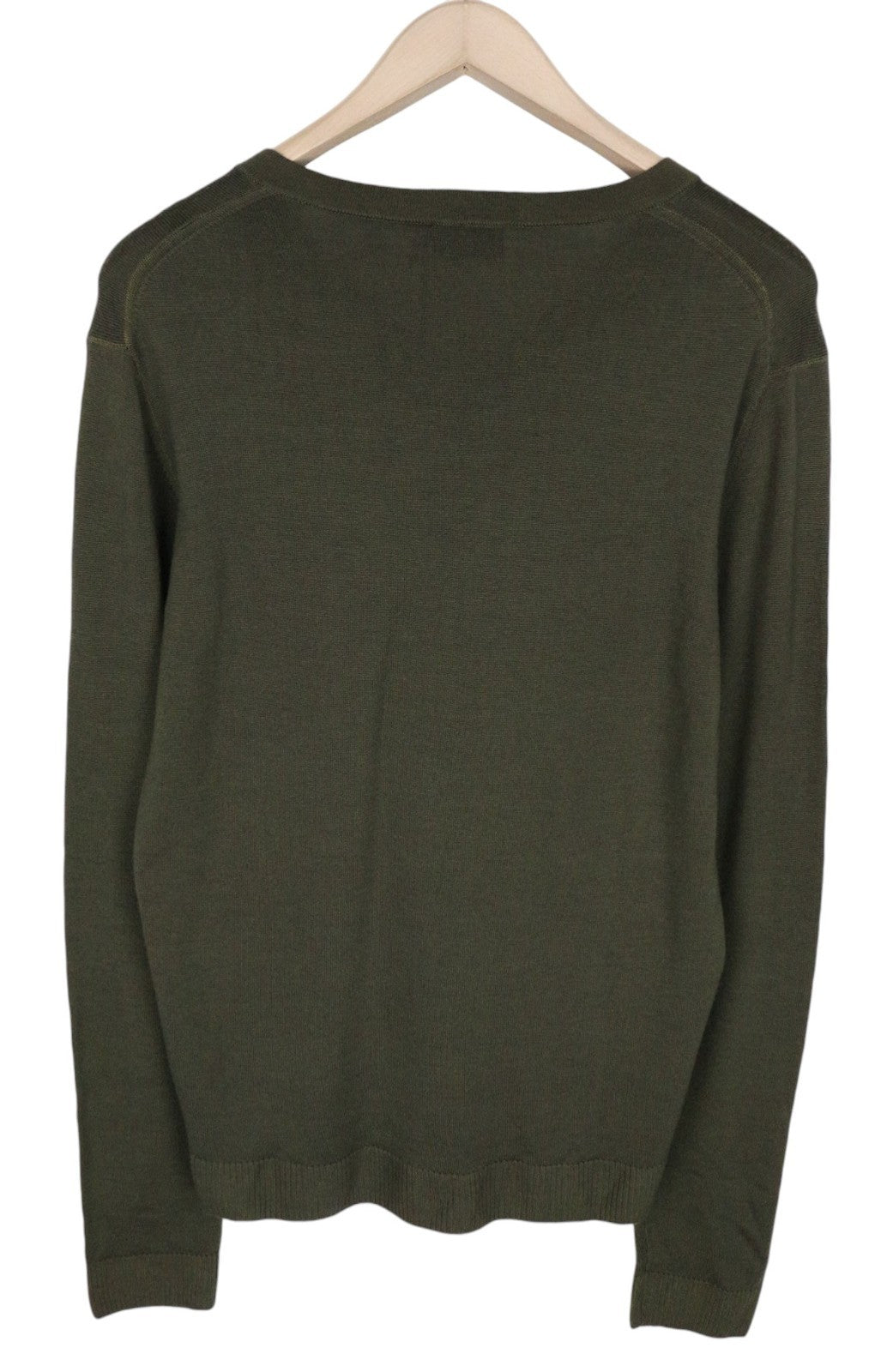 RICHMOND Men Sweatshirt L Green Pure Wool Long Sleeved Logo Pullover