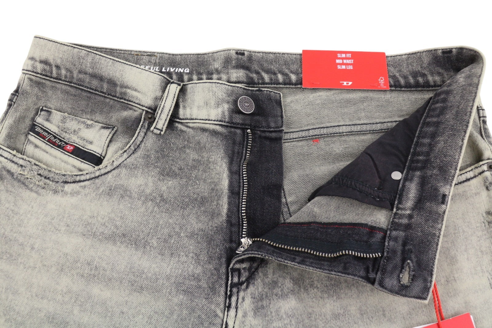 DIESEL 2019 D-Strukt 09H56 Men Jeans W34/L32 Grey Slim Leg Mid Waist RRP295