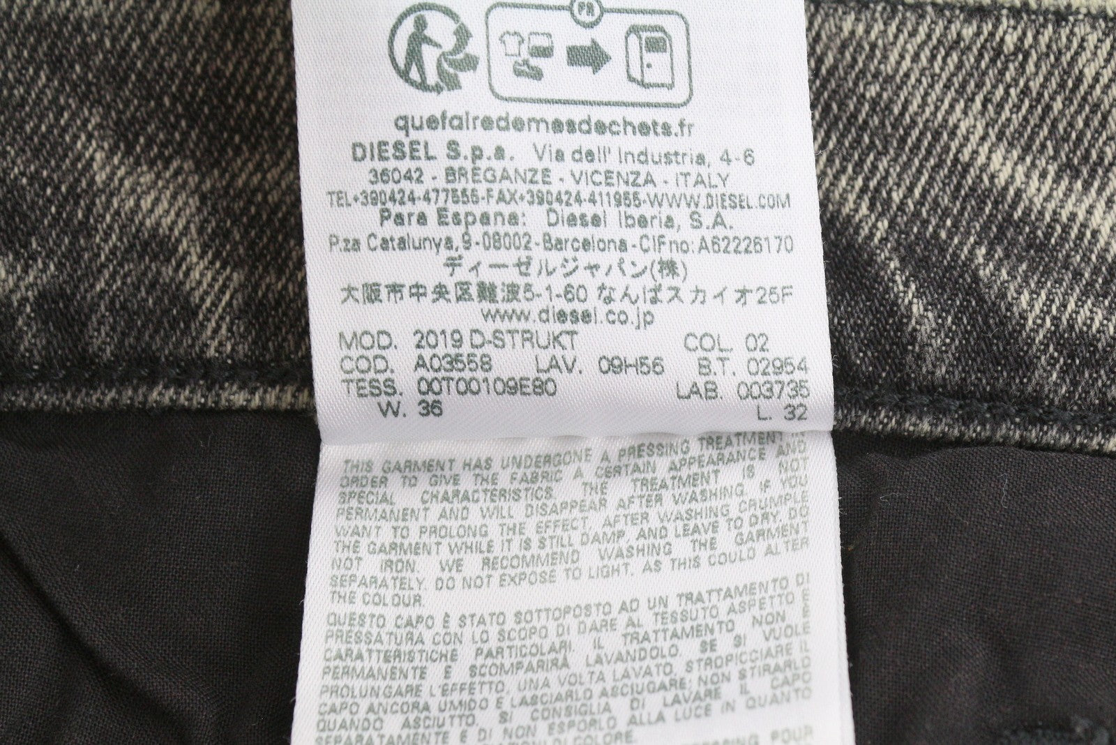 DIESEL 2019 D-Strukt 09H56 Men Jeans W36/L32 Grey Slim Fit Mid Waist RRP295