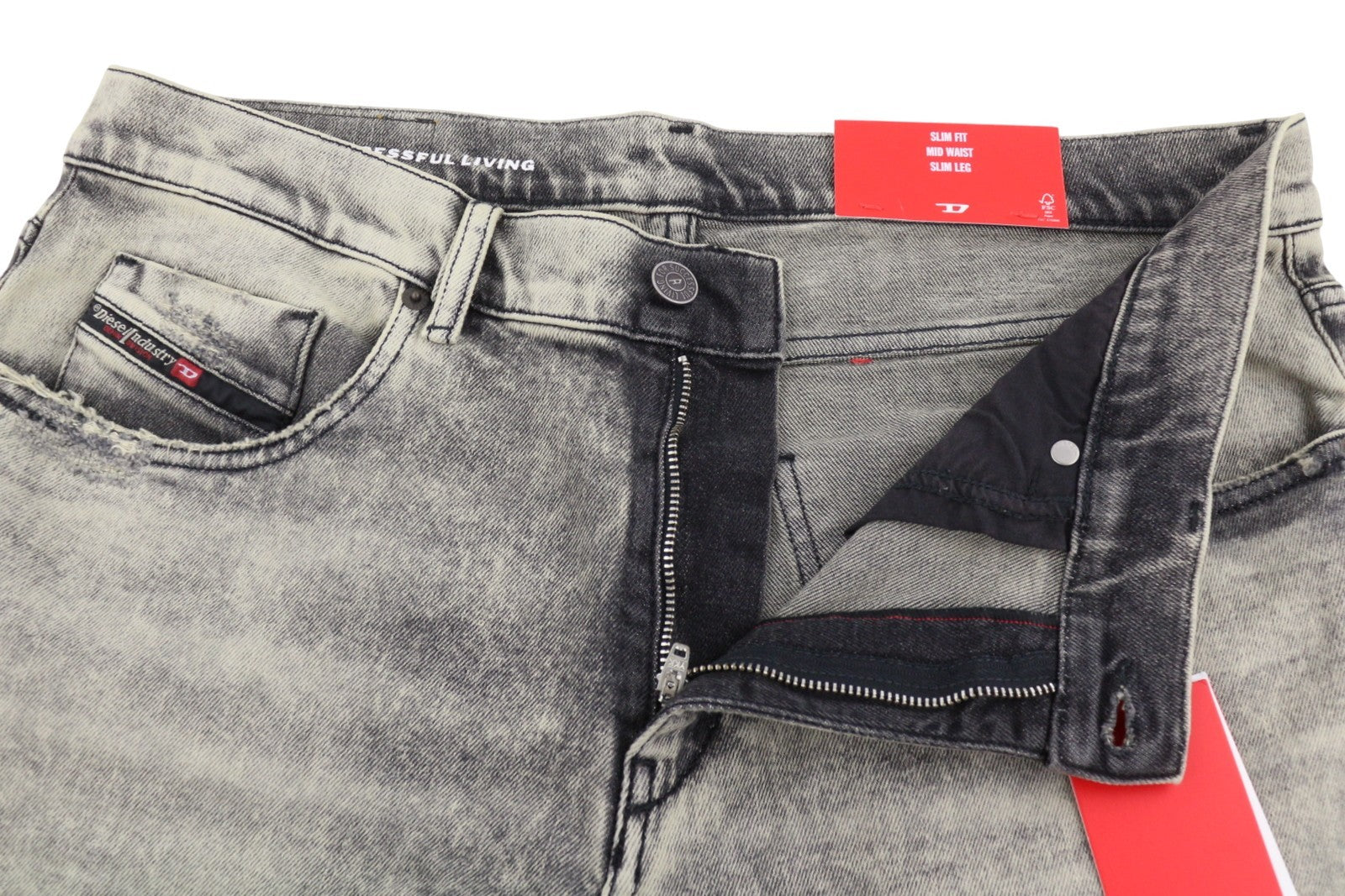 DIESEL 2019 D-Strukt 09H56 Men Jeans W36/L32 Grey Slim Fit Mid Waist RRP295