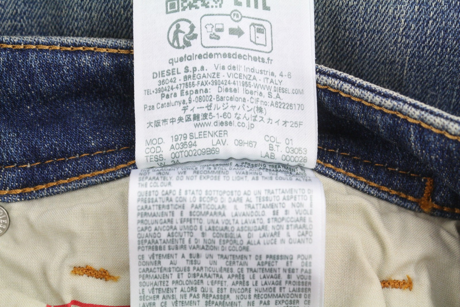 DIESEL 1979 Sleenker 09H67 Men Jeans W34/L32 Blue Faded Skinny Fit Low RRP195