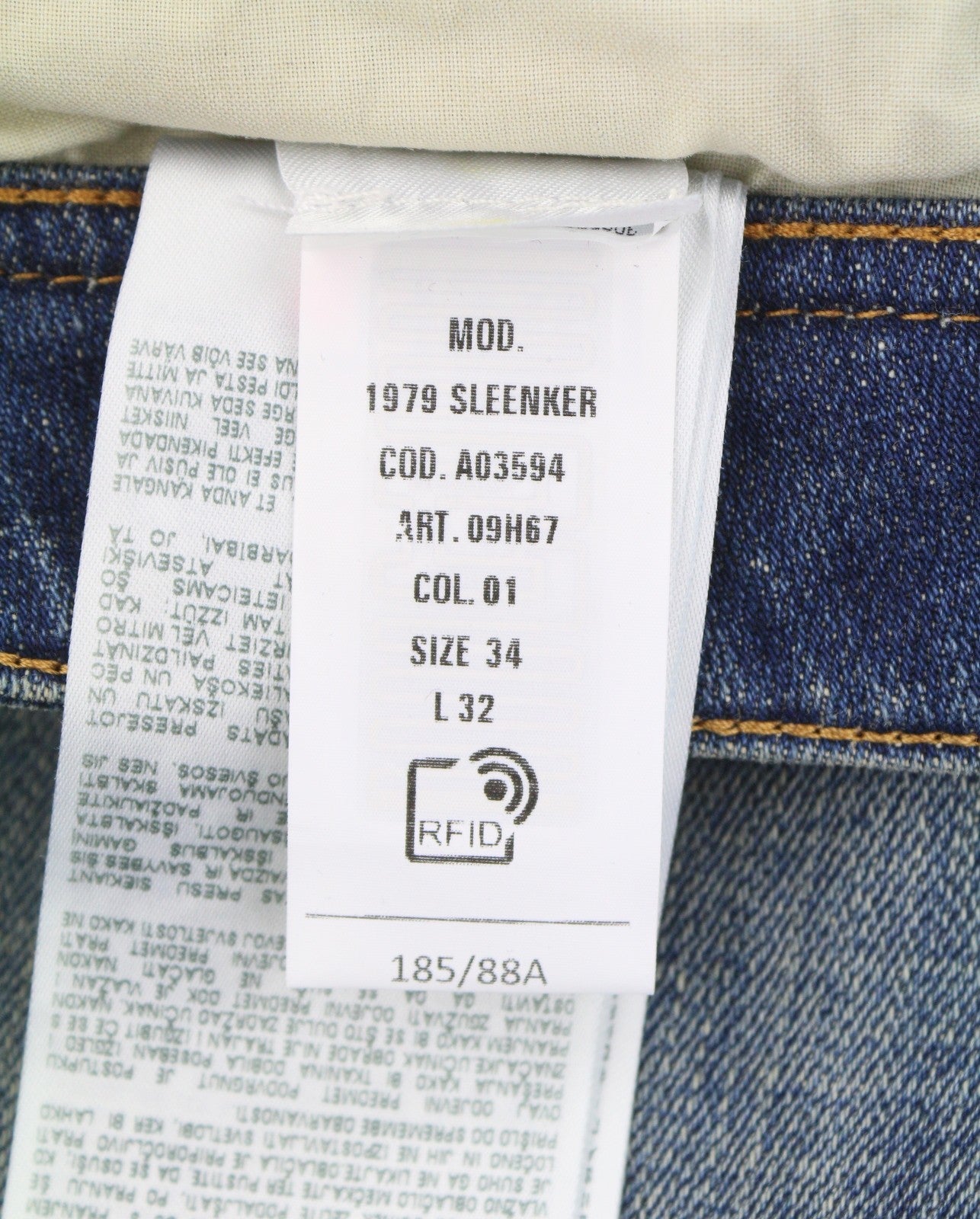 DIESEL 1979 Sleenker 09H67 Men Jeans W34/L32 Blue Faded Skinny Fit Low RRP195