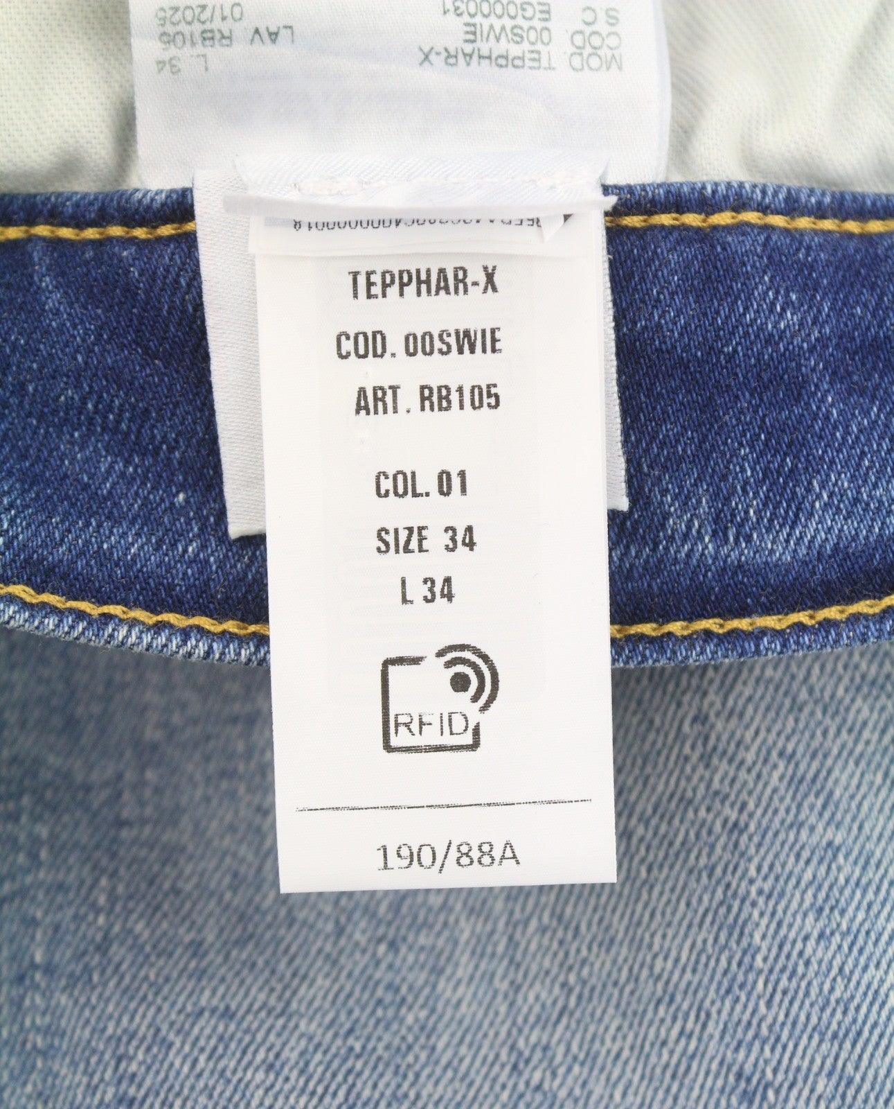 DIESEL Tepphar RB105 Men Jeans W34/L34 Blue Whiskers Faded Slim Fit RRP175
