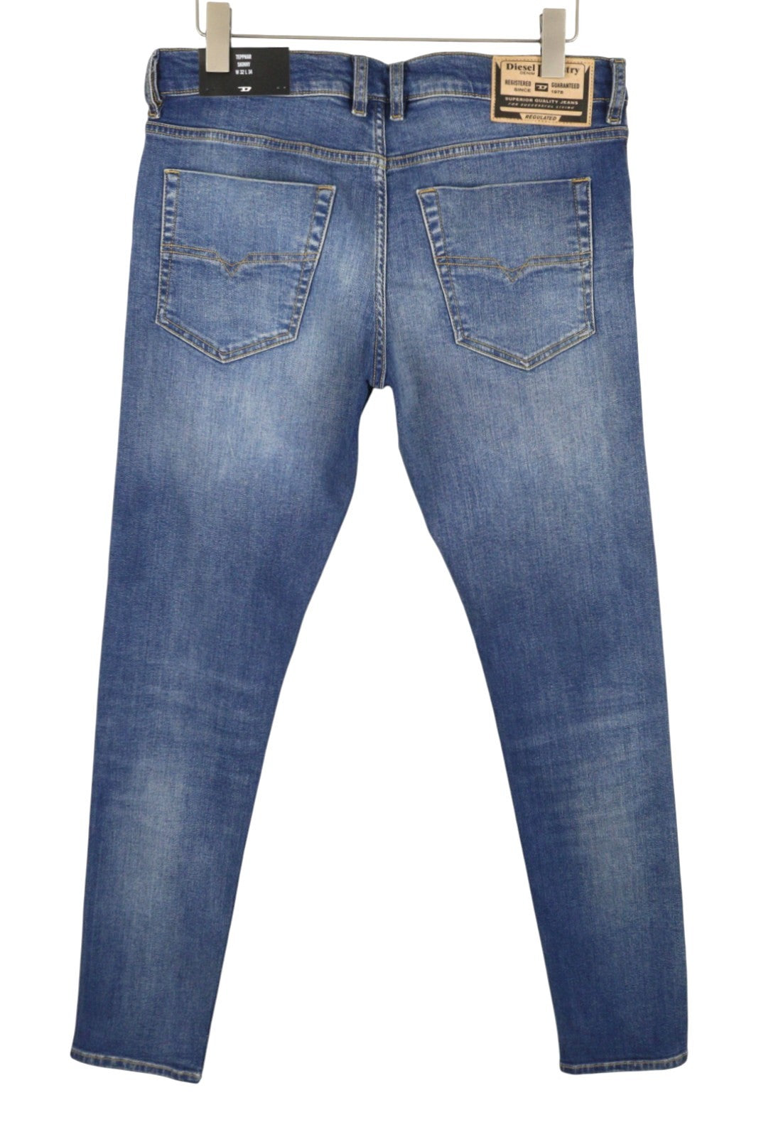 DIESEL Tepphar RB105 Men Jeans W32/L34 Blue Whiskers Faded Slim Fit RRP175