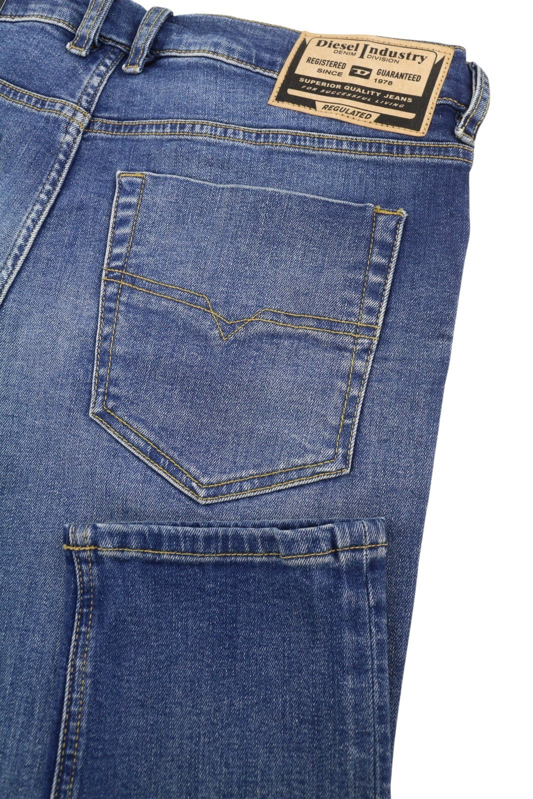 DIESEL Tepphar RB105 Men Jeans W32/L34 Blue Whiskers Faded Slim Fit RRP175