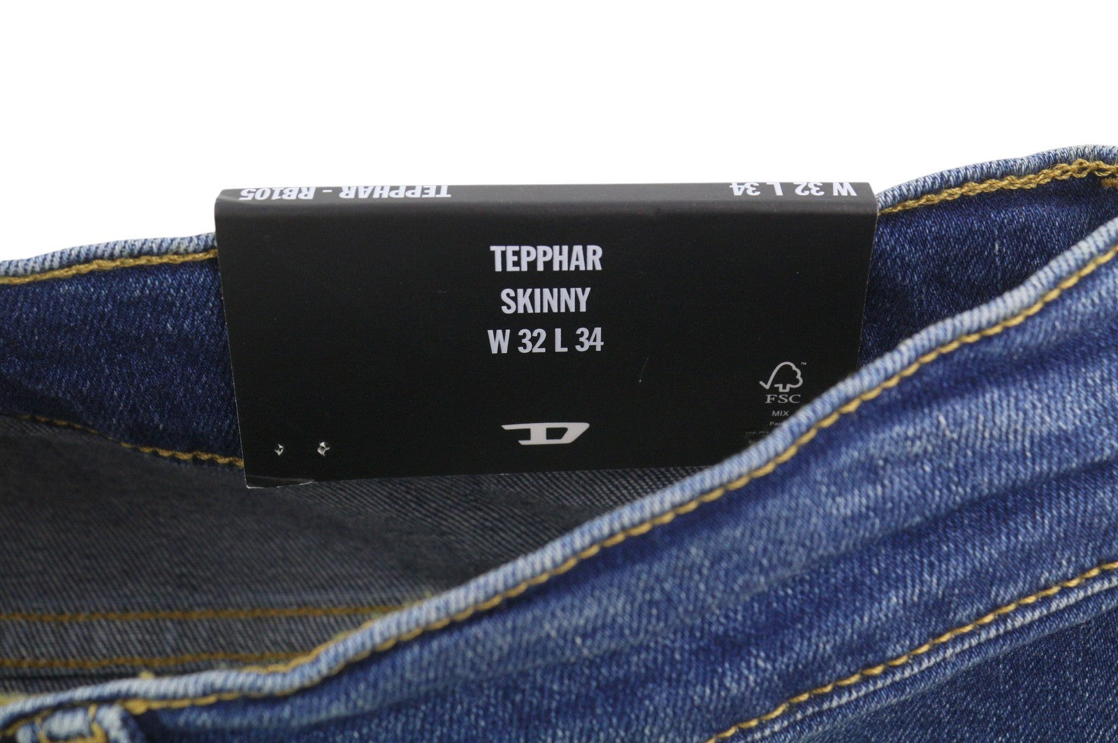 DIESEL Tepphar RB105 Men Jeans W32/L34 Blue Whiskers Faded Slim Fit RRP175