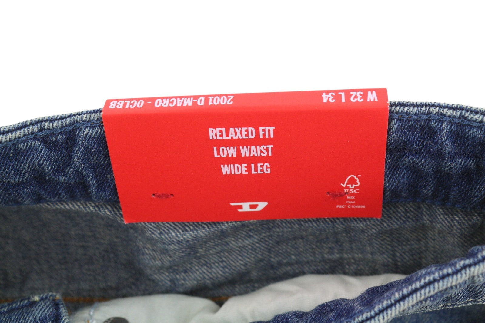 DIESEL 2001 D-Macro 0CLBB Men Jeans W32/L34 Blue Relaxed Wide Low Waist RRP195