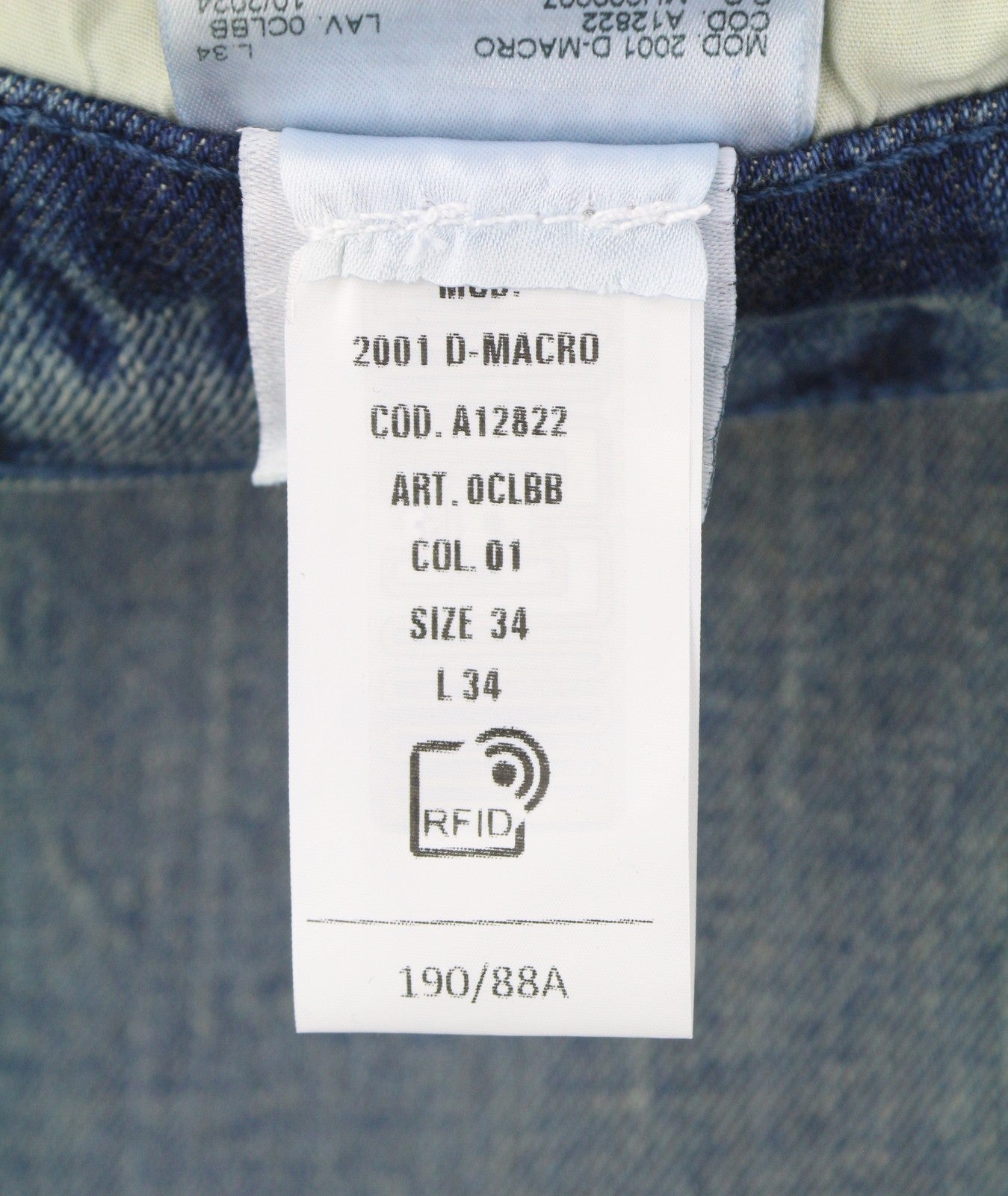 DIESEL 2001 D-Macro 0CLBB Men Jeans W34/L34 Blue Relaxed Fit Wide Leg Low RRP195