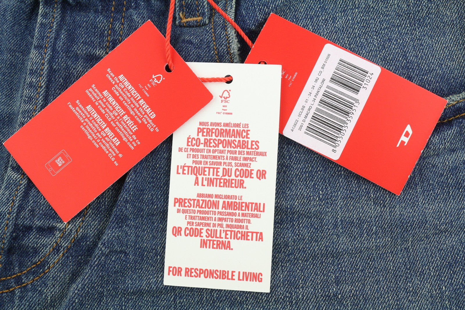 DIESEL 2001 D-Macro 0CLBB Men Jeans W34/L34 Blue Relaxed Fit Wide Leg Low RRP195