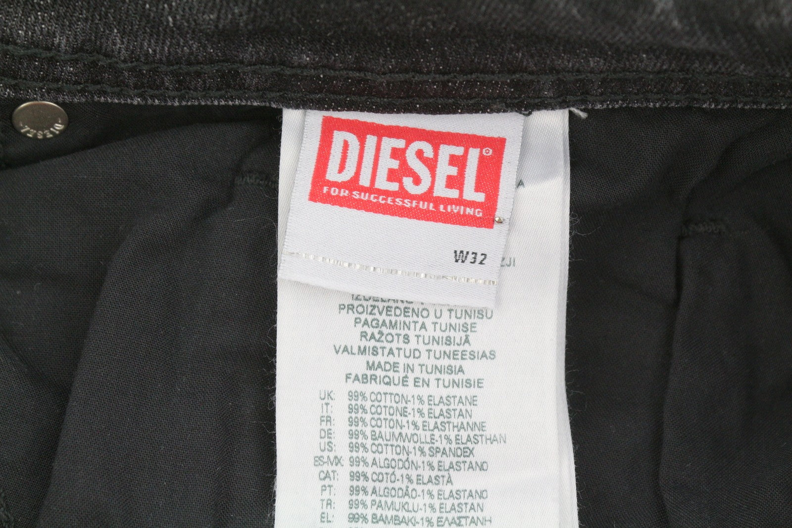 DIESEL 1985 Larkee 09H29 Men Jeans W32/L32 Black Whiskers Faded Regular Straight