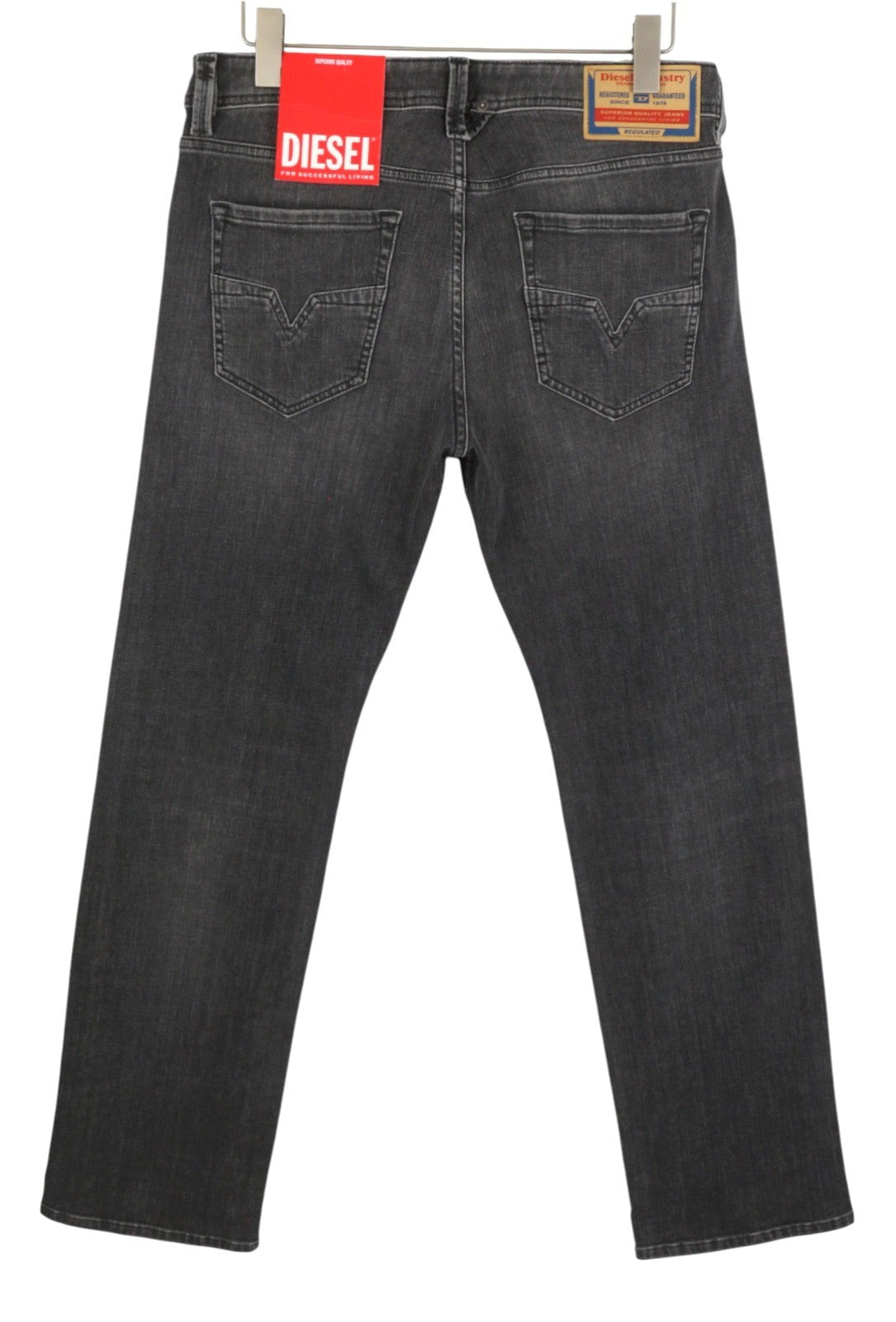 DIESEL 1985 Larkee 09H29 Men Jeans W34/L32 Black Whiskers Faded Regular Straight