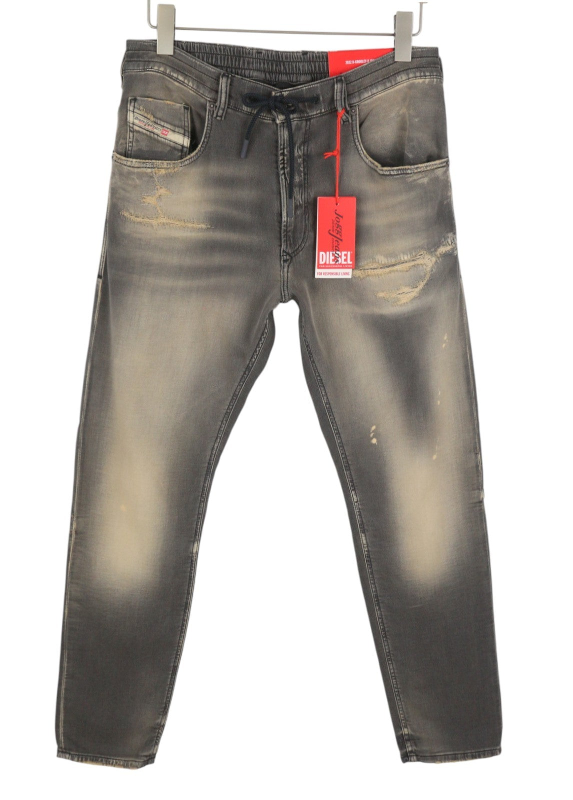 DIESEL 2032 D-Krooley-B Jogg 068PF Men Jeans W32 Grey Faded Distress RRP325