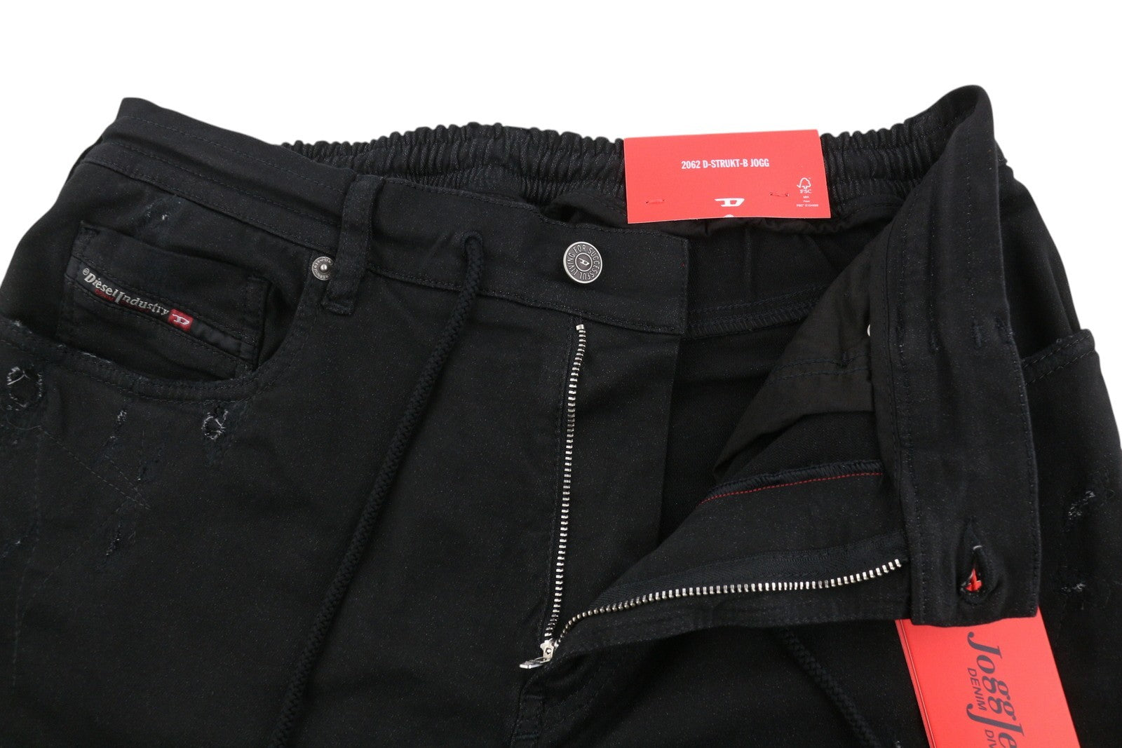 DIESEL 2062 D-Strukt-B Jogg 068QU Men Jeans W34 Black Distress RRP295