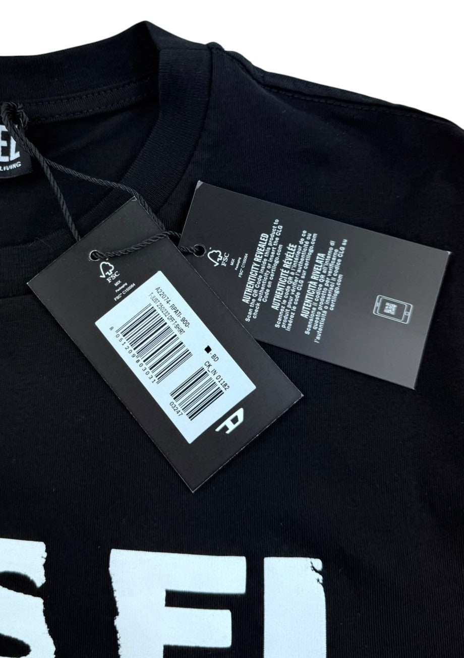 DIESEL T-Just 250232 Off Men T-Shirt M Black Crew Neck Tricot Short Sleeve