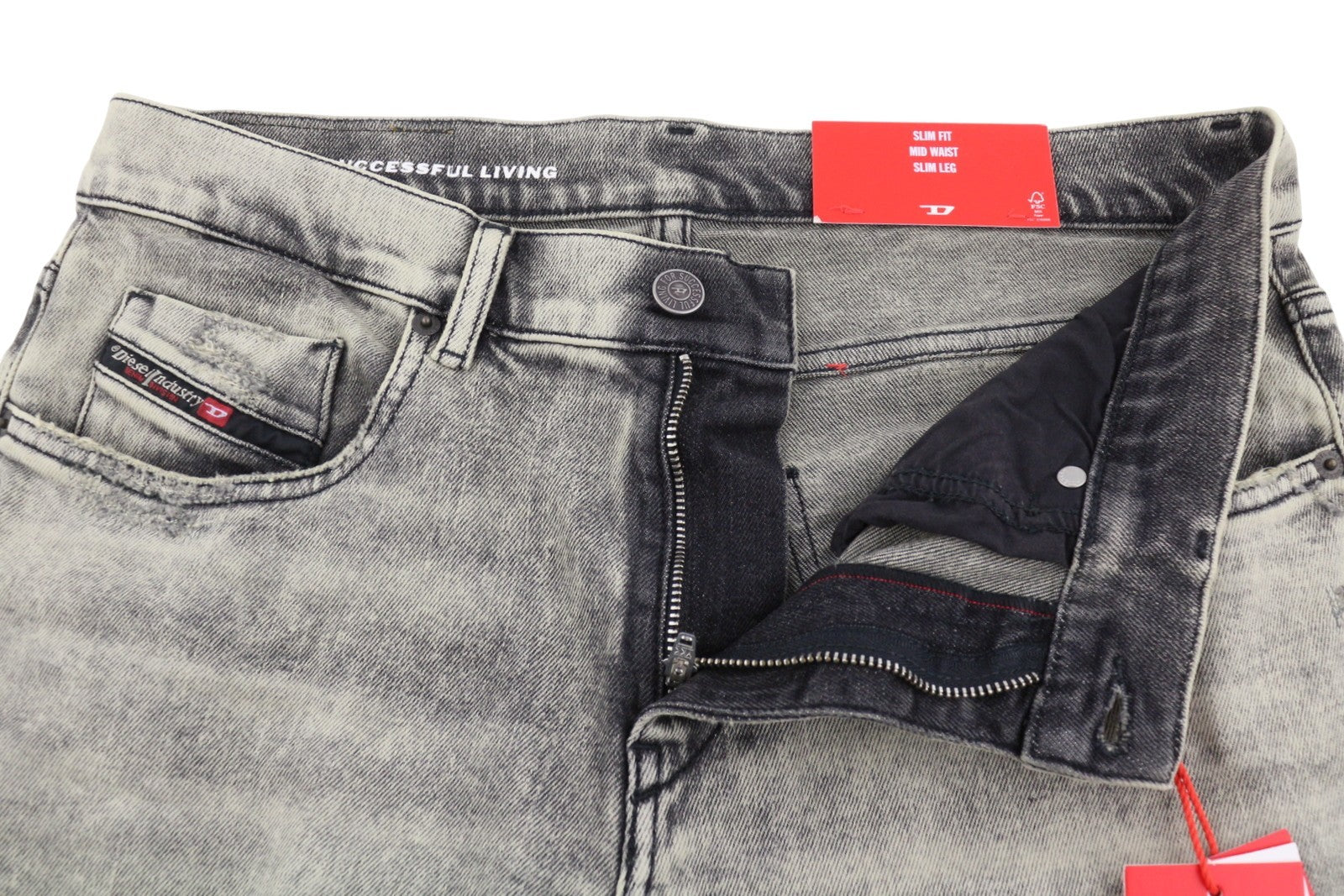 DIESEL 2019 D-Strukt 09H56 Men Jeans W32/L32 Grey Slim Fit Mid Waist RRP295
