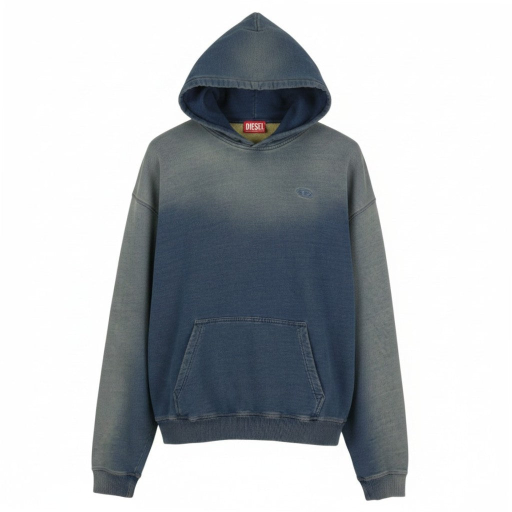 DIESEL S-Boxt-Hood-R6 Men Hoodie XL Blue Faded Kangaroo Pocket Pull On RRP250