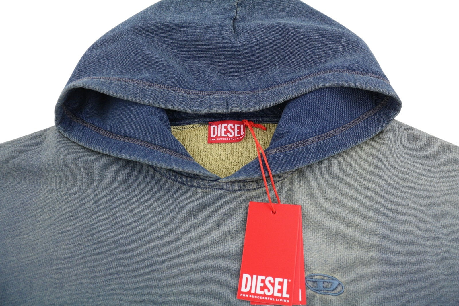 DIESEL S-Boxt-Hood-R6 Men Hoodie XL Blue Faded Kangaroo Pocket Pull On RRP250