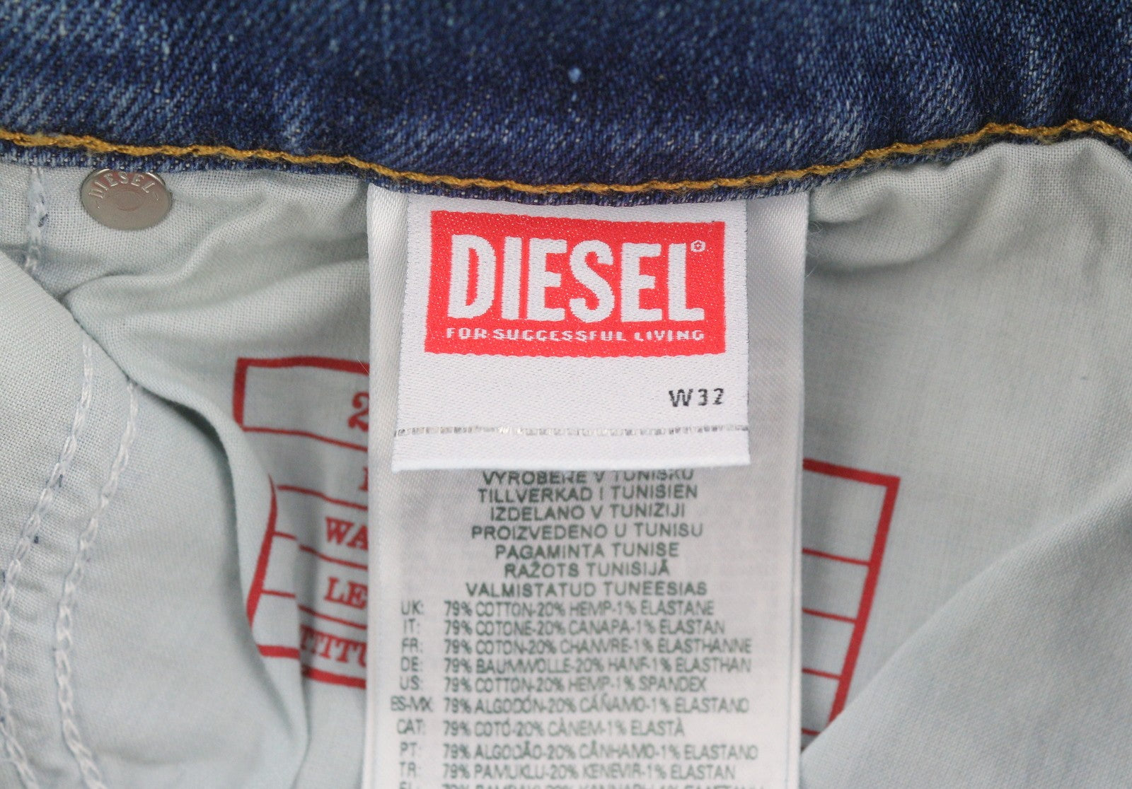 DIESEL 2019 D-Strukt 007L Men Jeans W32/L34 Blue Whiskers Faded Slim Fit RRP195