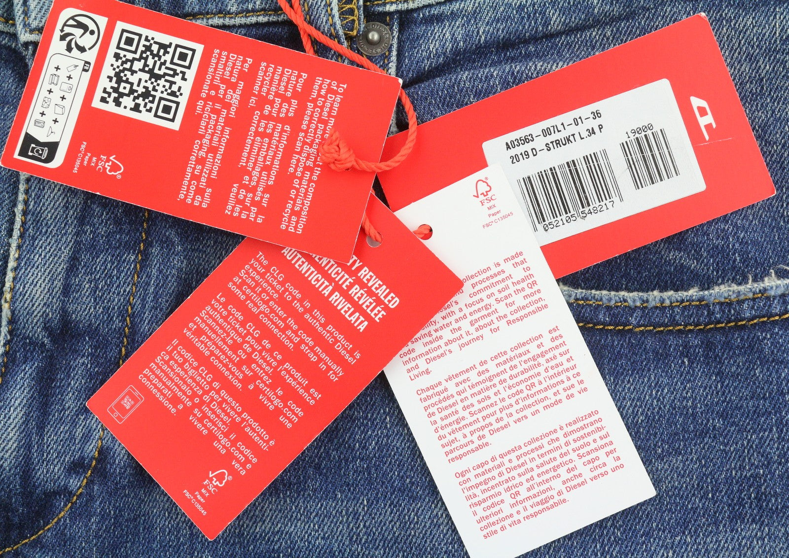 DIESEL 2019 D-Strukt 007L Men Jeans W36/L34 Blue Whiskers Faded Slim Fit RRP195