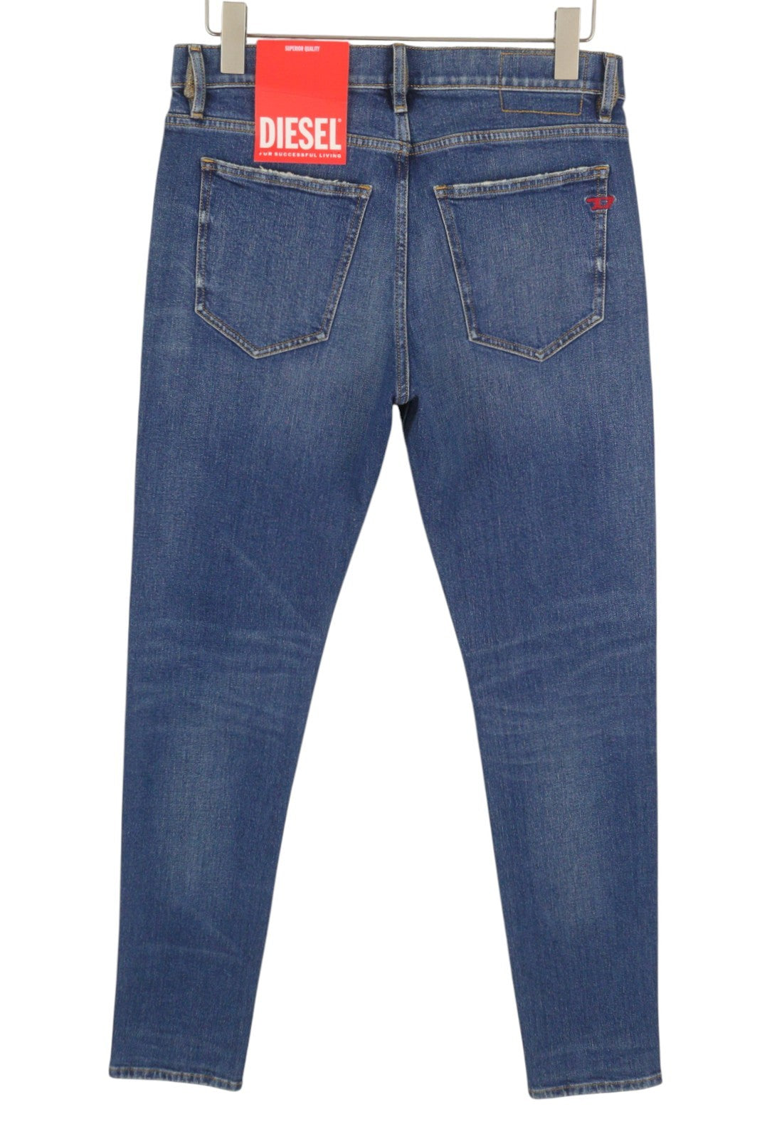 DIESEL 2019 D-Strukt 007L Men Jeans W36/L34 Blue Whiskers Faded Slim Fit RRP195