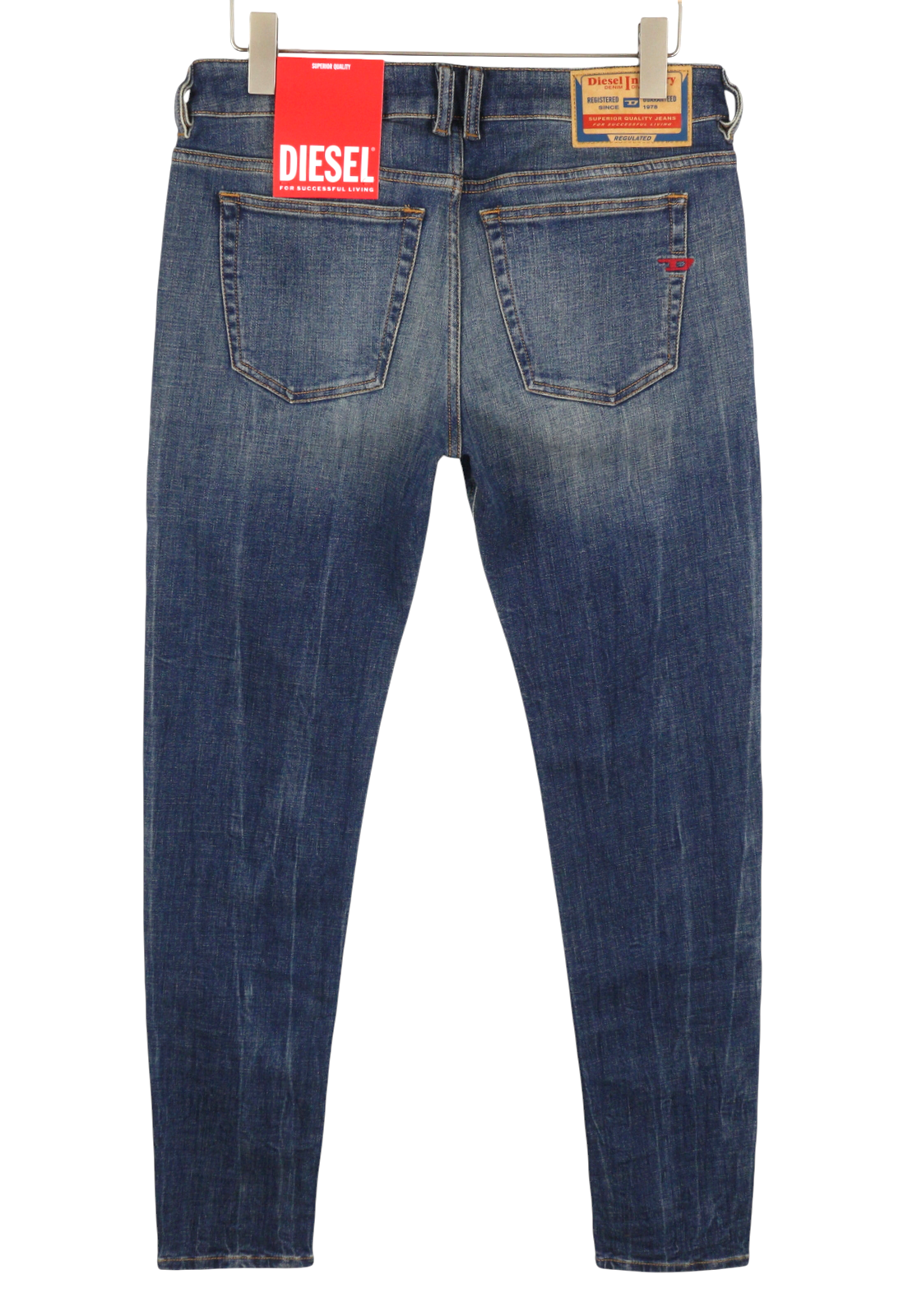 DIESEL 1979 Sleenker 09H67 Men Jeans W32/L32 Blue Faded Skinny Fit Low RRP195