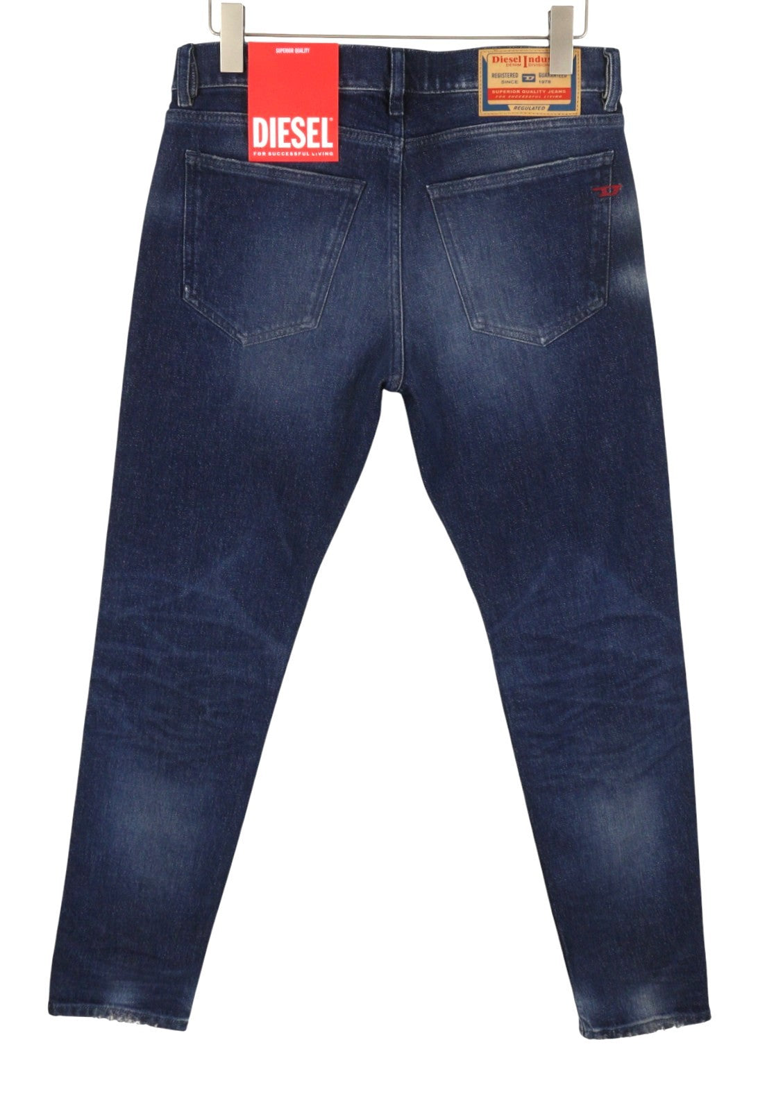 DIESEL 2019 D-Strukt 09J56 Men Jeans W38/L32 Blue Whiskers Distress Slim RRP195