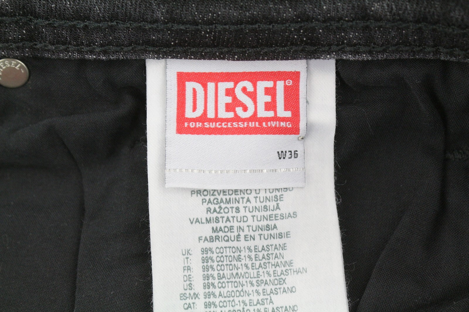 DIESEL 1985 Larkee 09H29 Men Jeans W36/L32 Black Whiskers Faded Regular Straight
