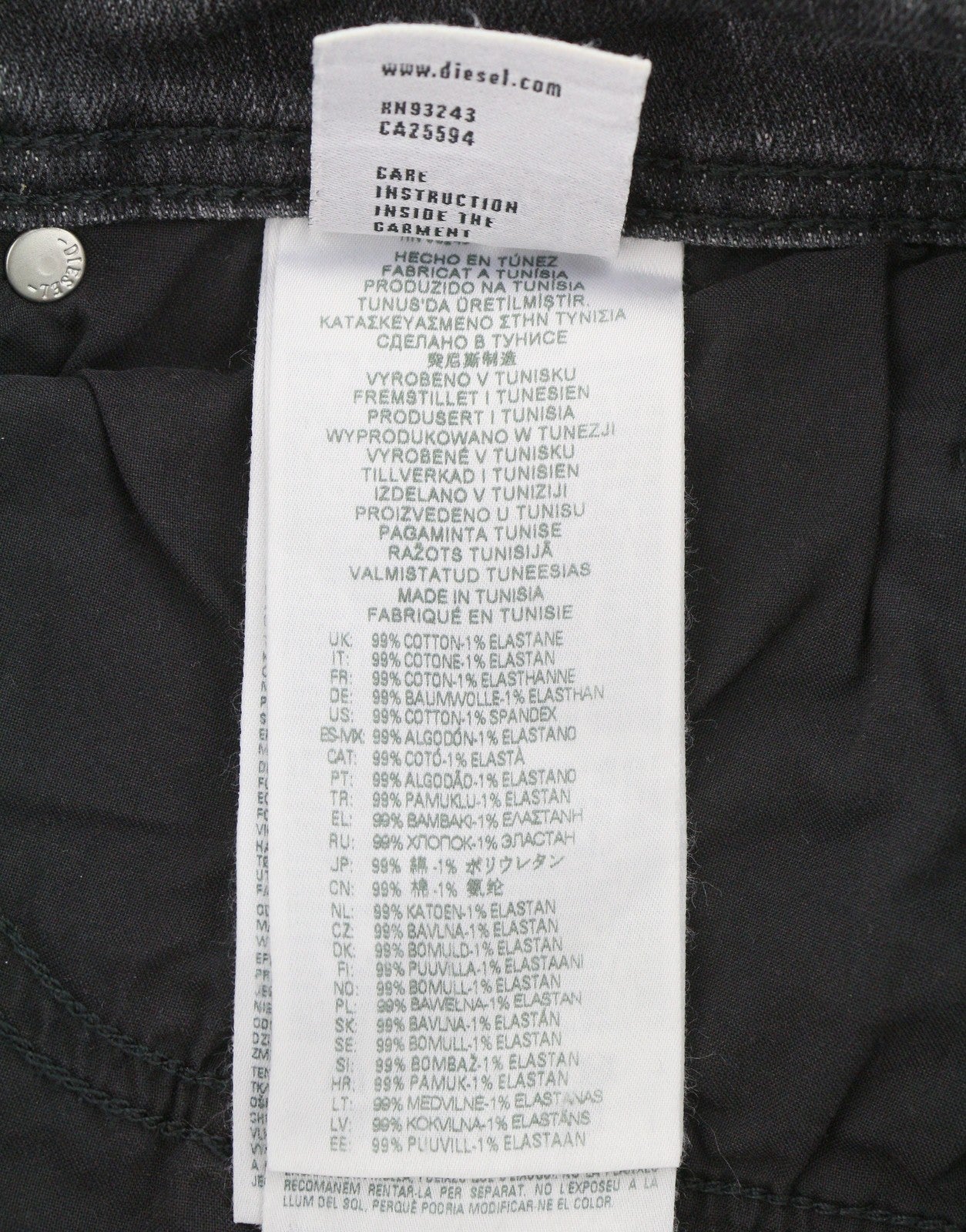 DIESEL 1985 Larkee 09H29 Men Jeans W36/L32 Black Whiskers Faded Regular Straight