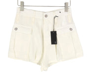 R13 Bubble Women Shorts 24 White Linen Button Fly SS26 RRP895
