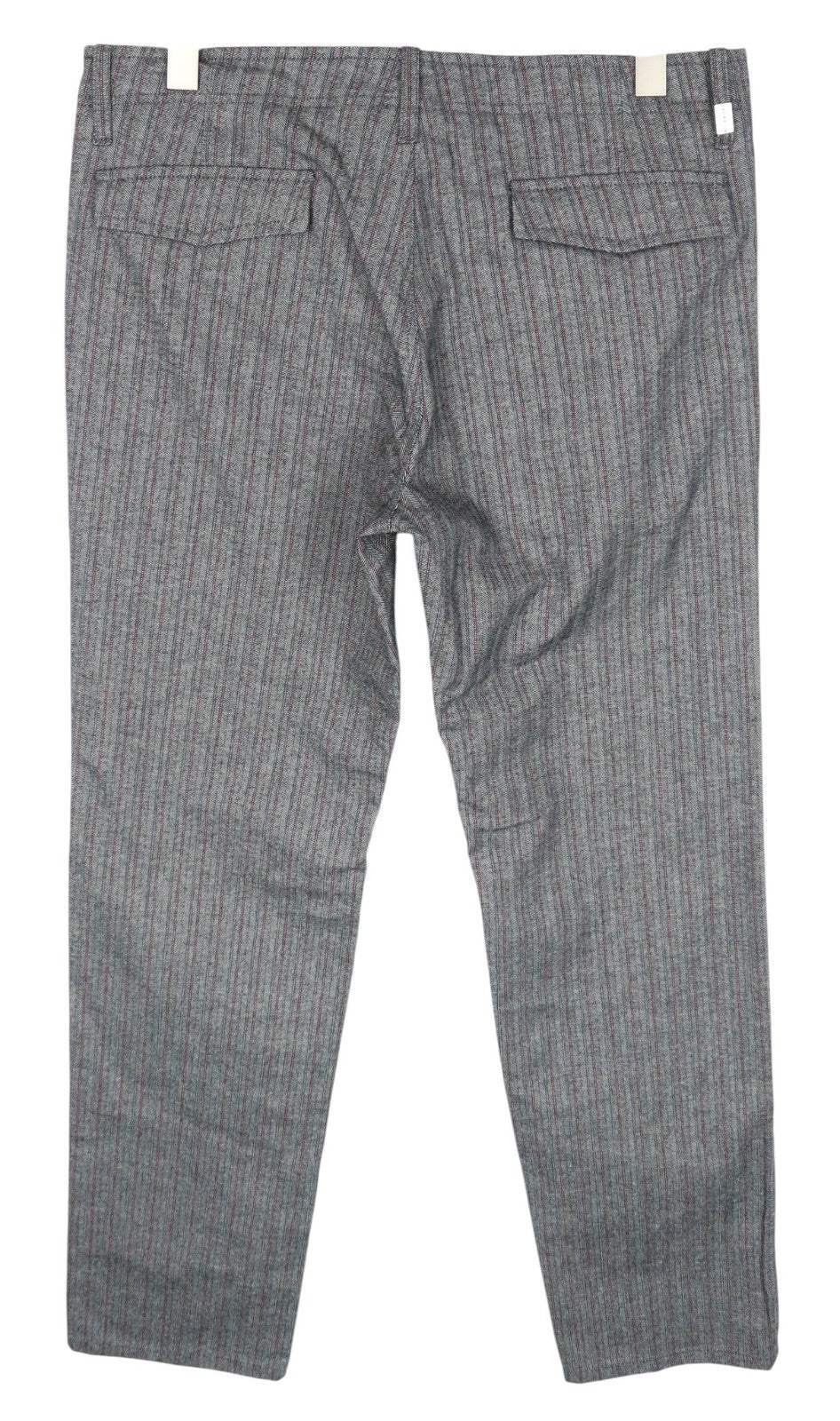 RICHMOND Men Trousers 48 W37 Grey Pure Cotton Striped Pattern Button-Fly