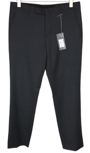 RICHMOND Men Trousers 48 W35 Dark Grey Pure Wool Pleated Front Formal