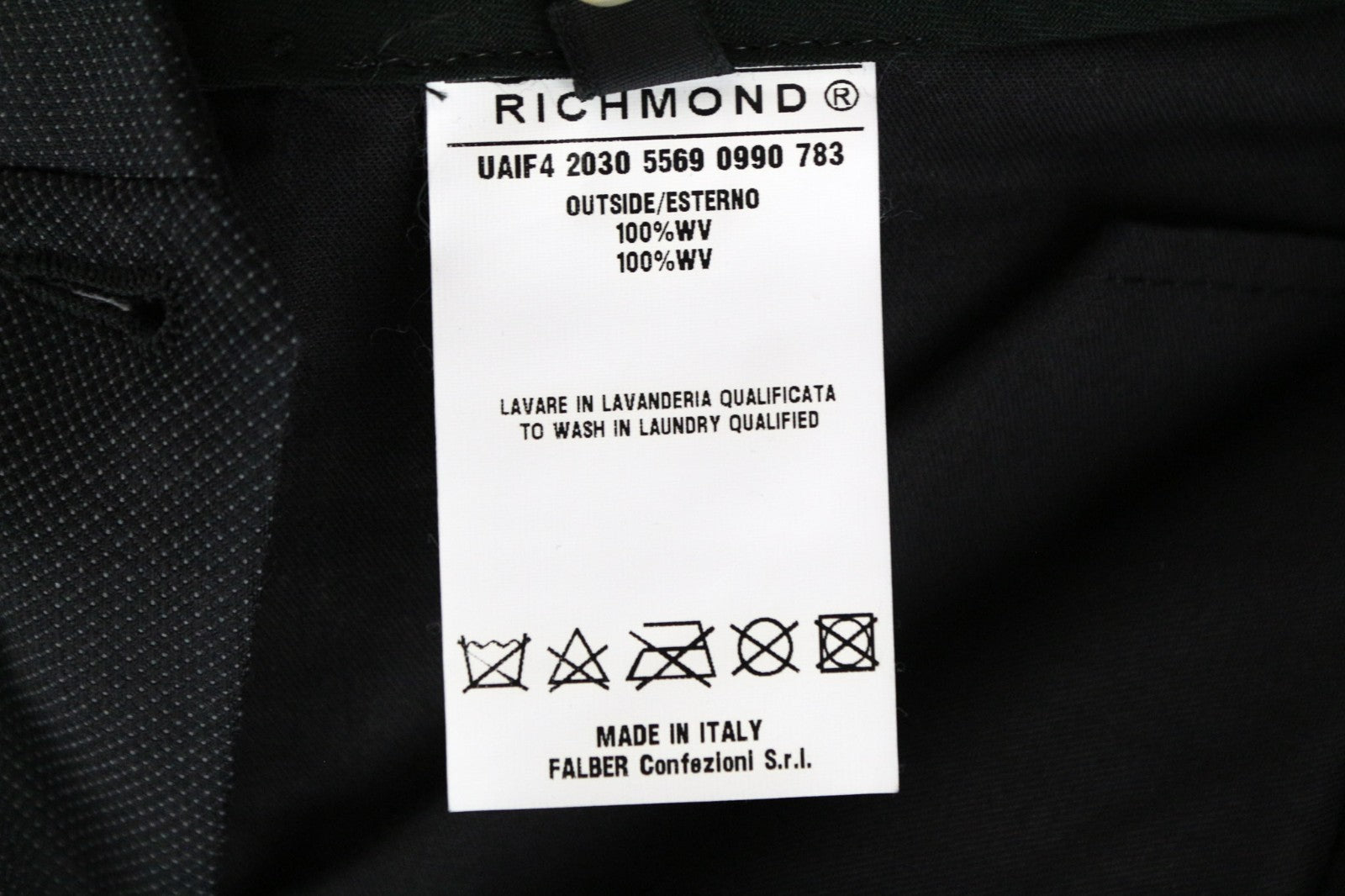 RICHMOND Men Trousers 48 W35 Dark Grey Pure Wool Pleated Front Formal