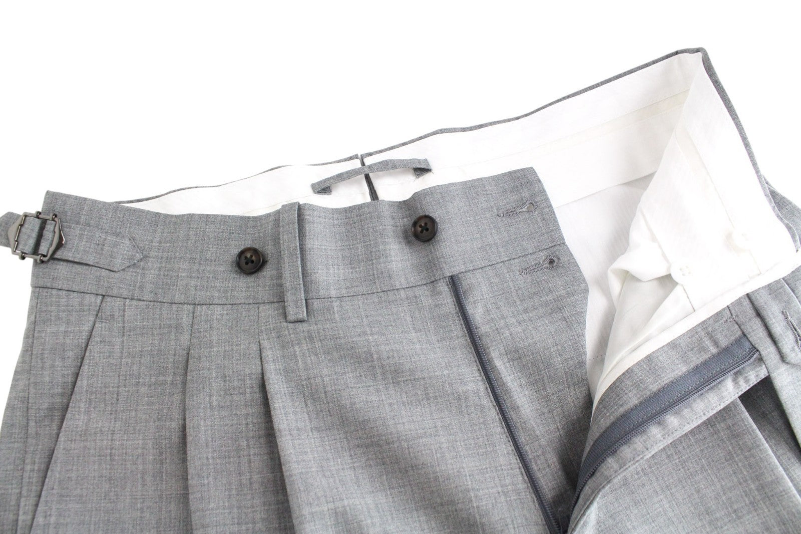 SUITSUPPLY La Spalla Men Suit UK40R Grey 2-Piece Slim Melange Tropical Wool