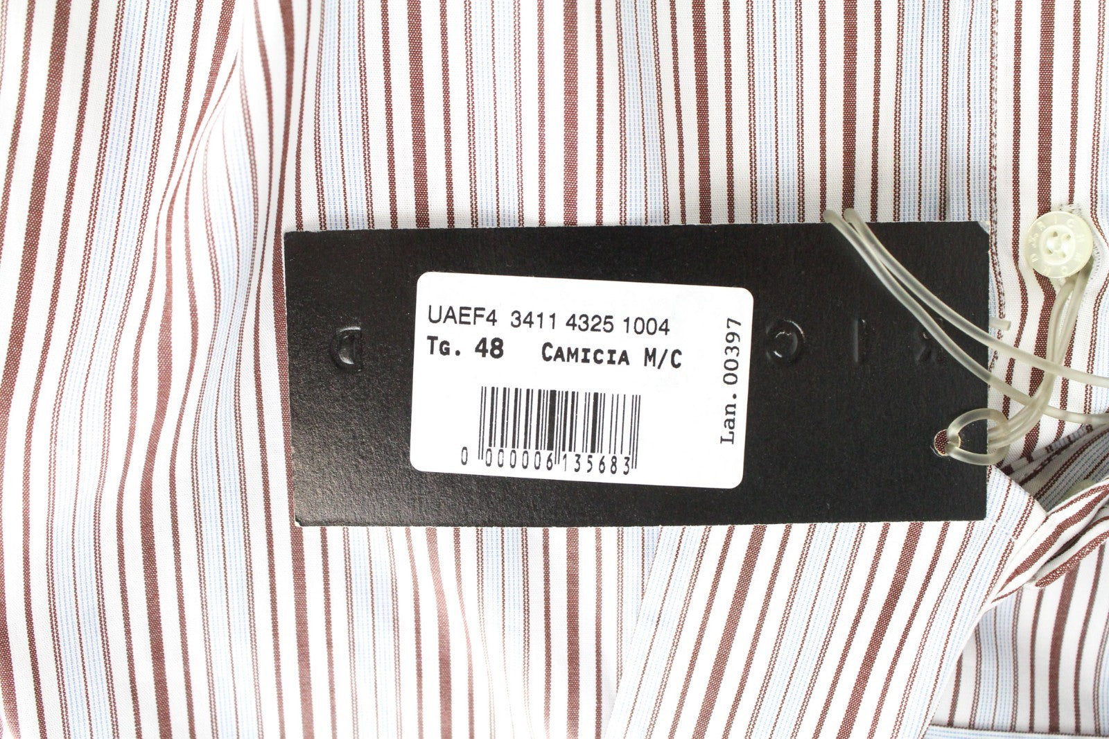 RICHMOND Men Shirt IT48 M Red Striped Melange Button Up Cotton Poplin