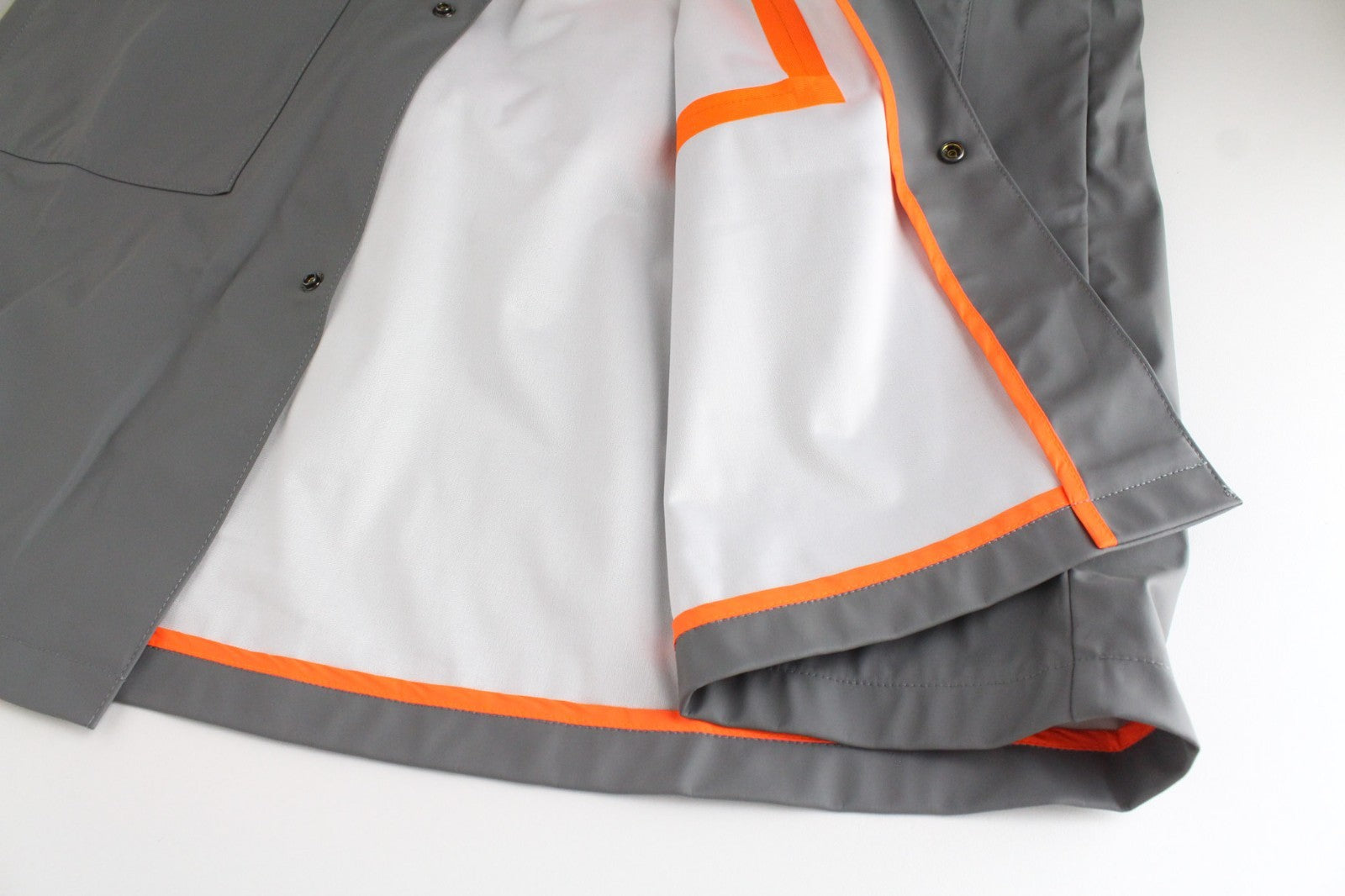 REPLAY Men Jacket L Grey Rubber Coated Unlined Taped Seams Mid-Length Hooded