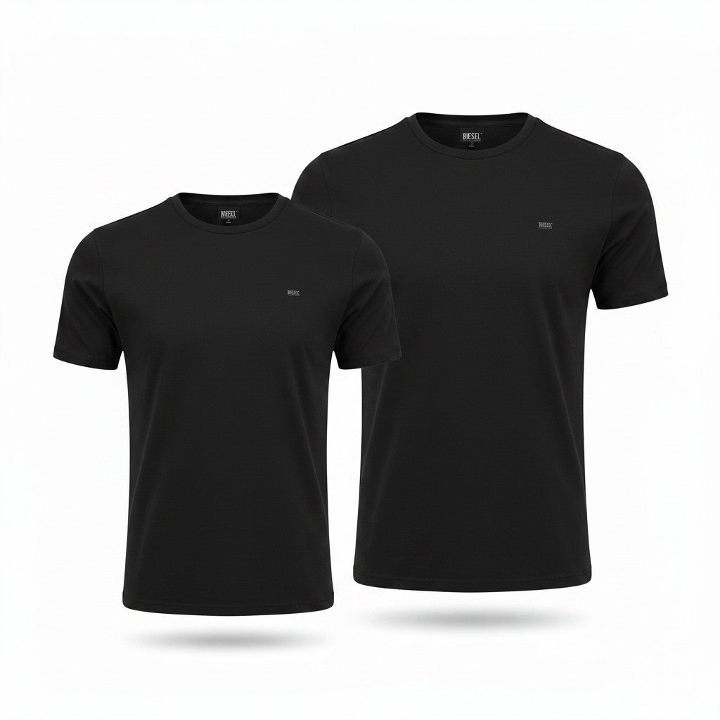 DIESEL UMTEE-Randal-Tube-Twopack Men T-Shirt M Black Tricot Slim Short Sleeve