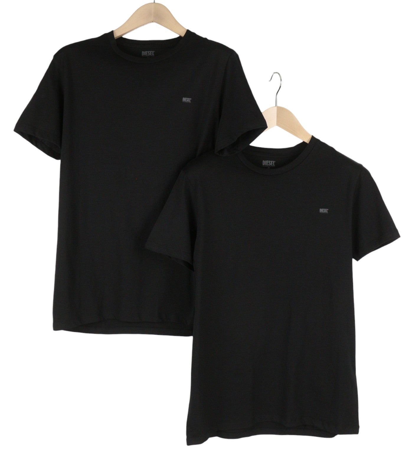 DIESEL UMTEE-Randal-Tube-Twopack Men T-Shirt L Black Tricot Slim Short Sleeve