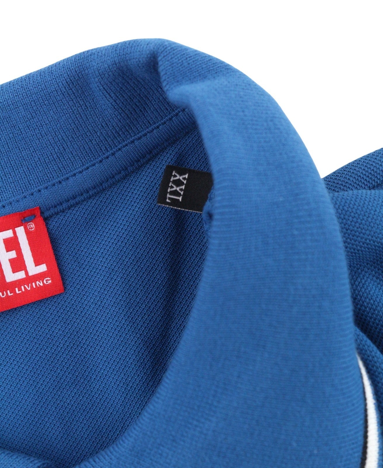 DIESEL T-Smith-D Men Polos 2XL Blue Cotton Half Button Short Sleeve