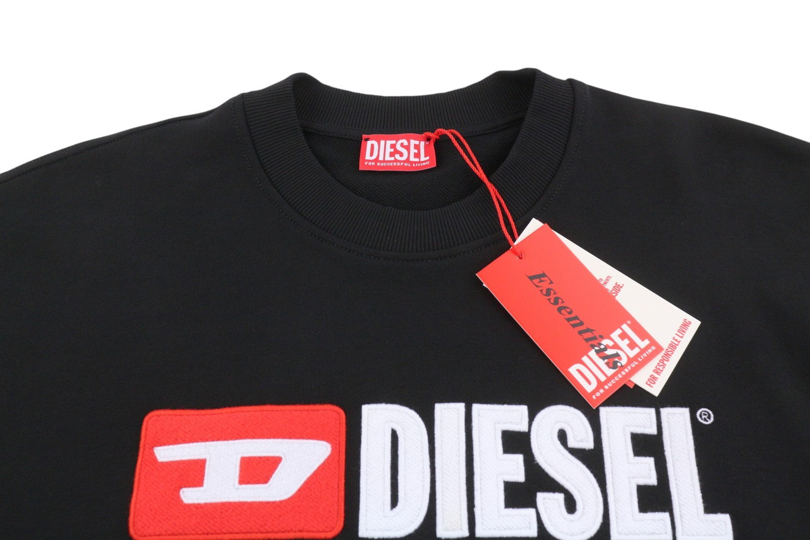 DIESEL S-Boxt-Div Men Sweatshirt L Black Crew Neck Long Sleeve Pull On RRP150