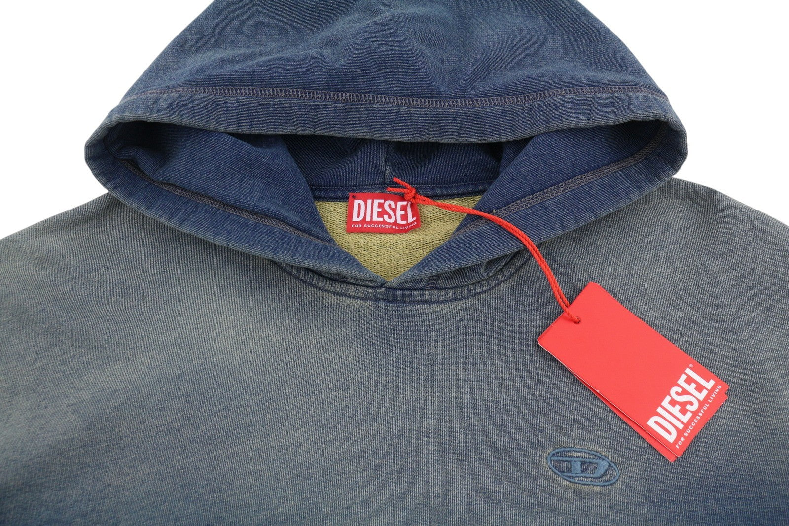 DIESEL S-Boxt-Hood-R6 Men Hoodie M Blue Faded Kangaroo Pocket Pull On RRP250