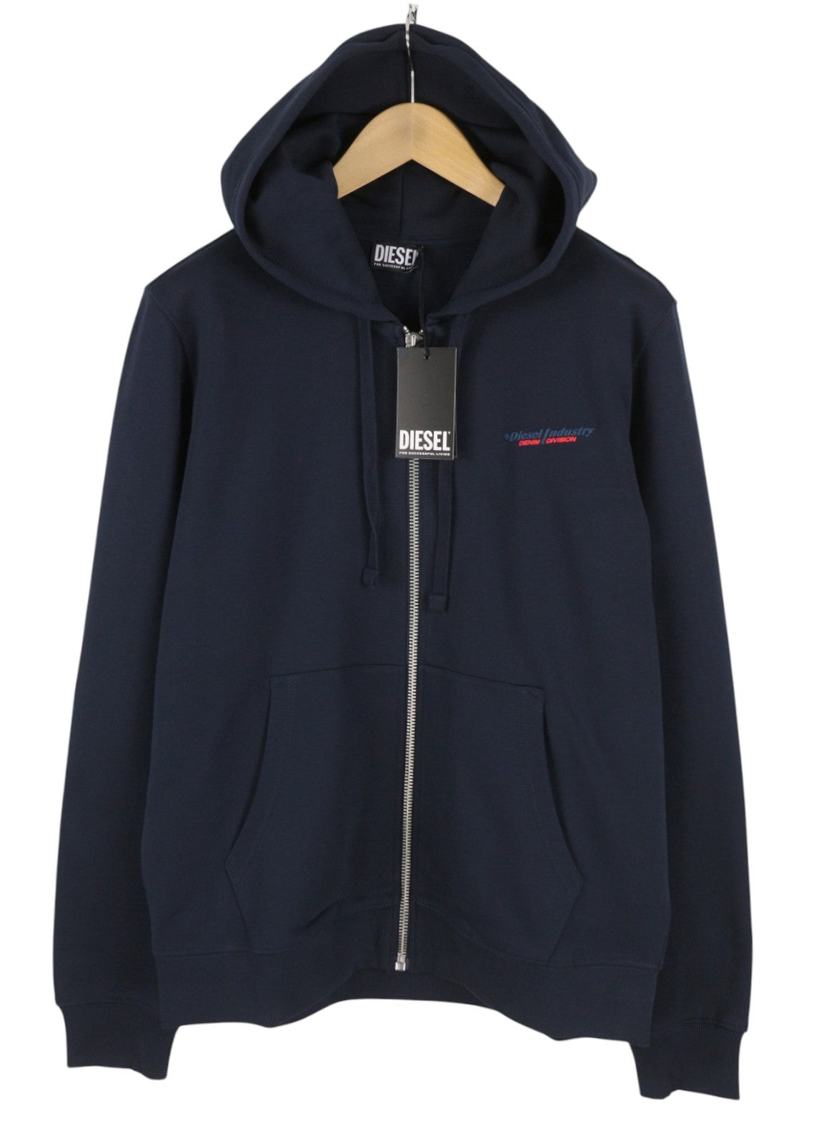 DIESEL S-Ginn-Hood-Zip 250209 Off Men Hoodie XL Dark Blue Cotton Full Zip RRP175