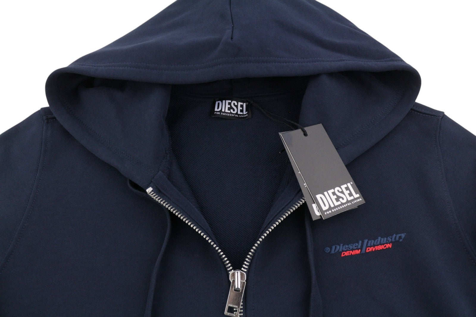 DIESEL S-Ginn-Hood-Zip 250209 Off Men Hoodie XL Dark Blue Cotton Full Zip RRP175