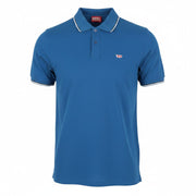 DIESEL T-Smith-D Men Polos L Blue Cotton Half Button Short Sleeve
