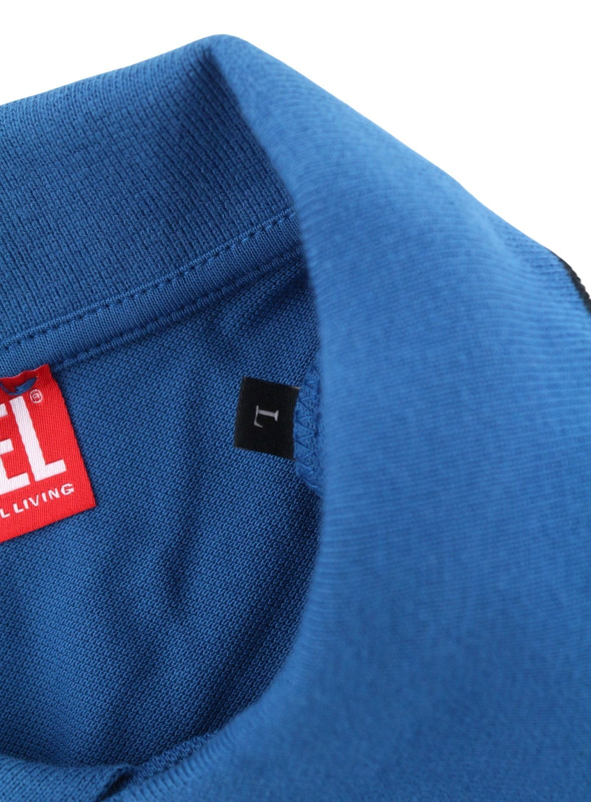 DIESEL T-Smith-D Men Polos L Blue Cotton Half Button Short Sleeve